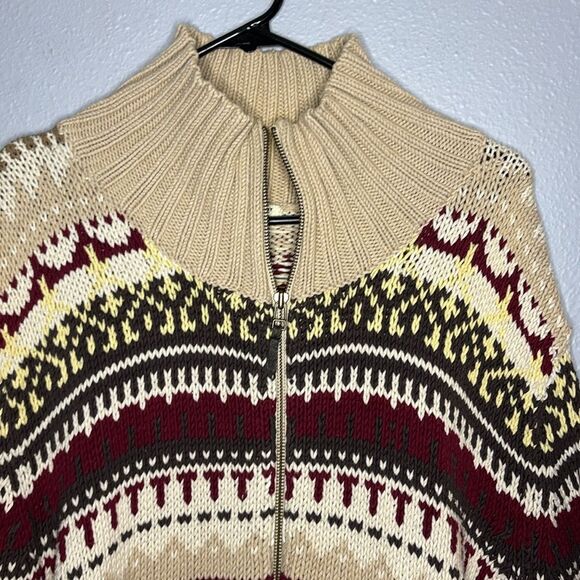Great Northwest Knit Green Red Cream Full Zip Sweater Size 3X - Picture 2 of 9